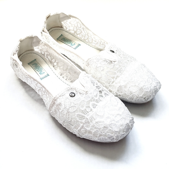 Mad Love Shoes - 3/$15 Mad Love White Lace Slip On Flats
